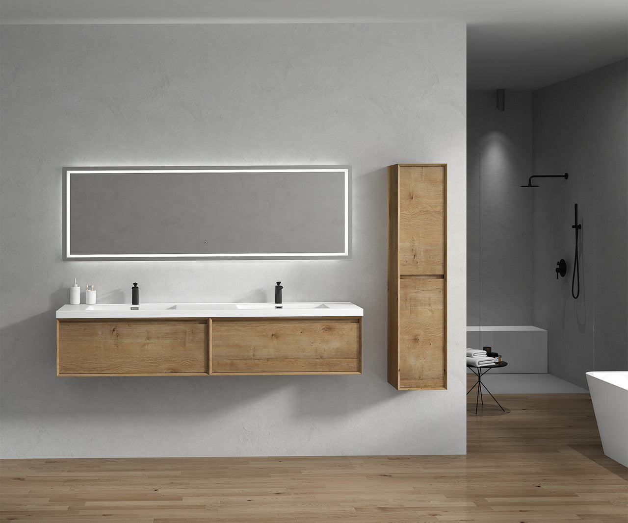 BELLA ''84inch WALL MOUNTED VANITY WITH ACRYLIC TOP