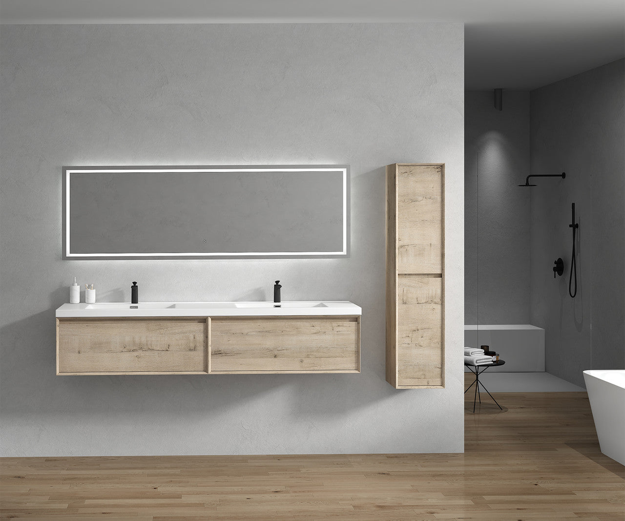 BELLA ''84inch WALL MOUNTED VANITY WITH ACRYLIC TOP