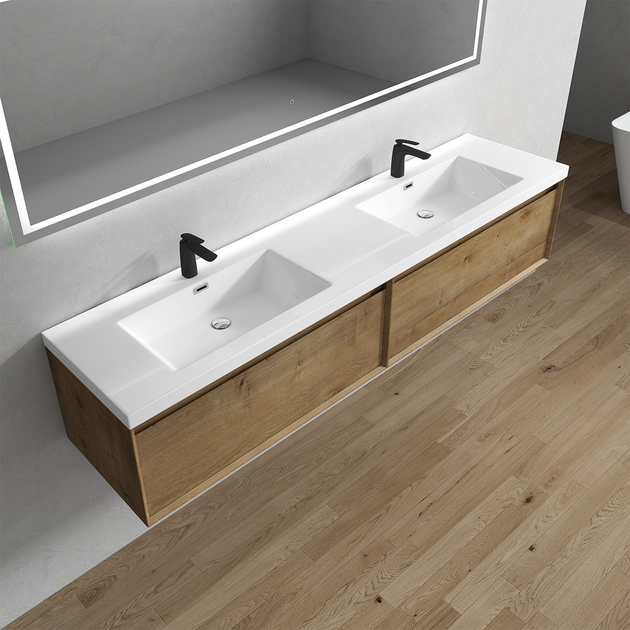 BELLA ''84inch WALL MOUNTED VANITY WITH ACRYLIC TOP