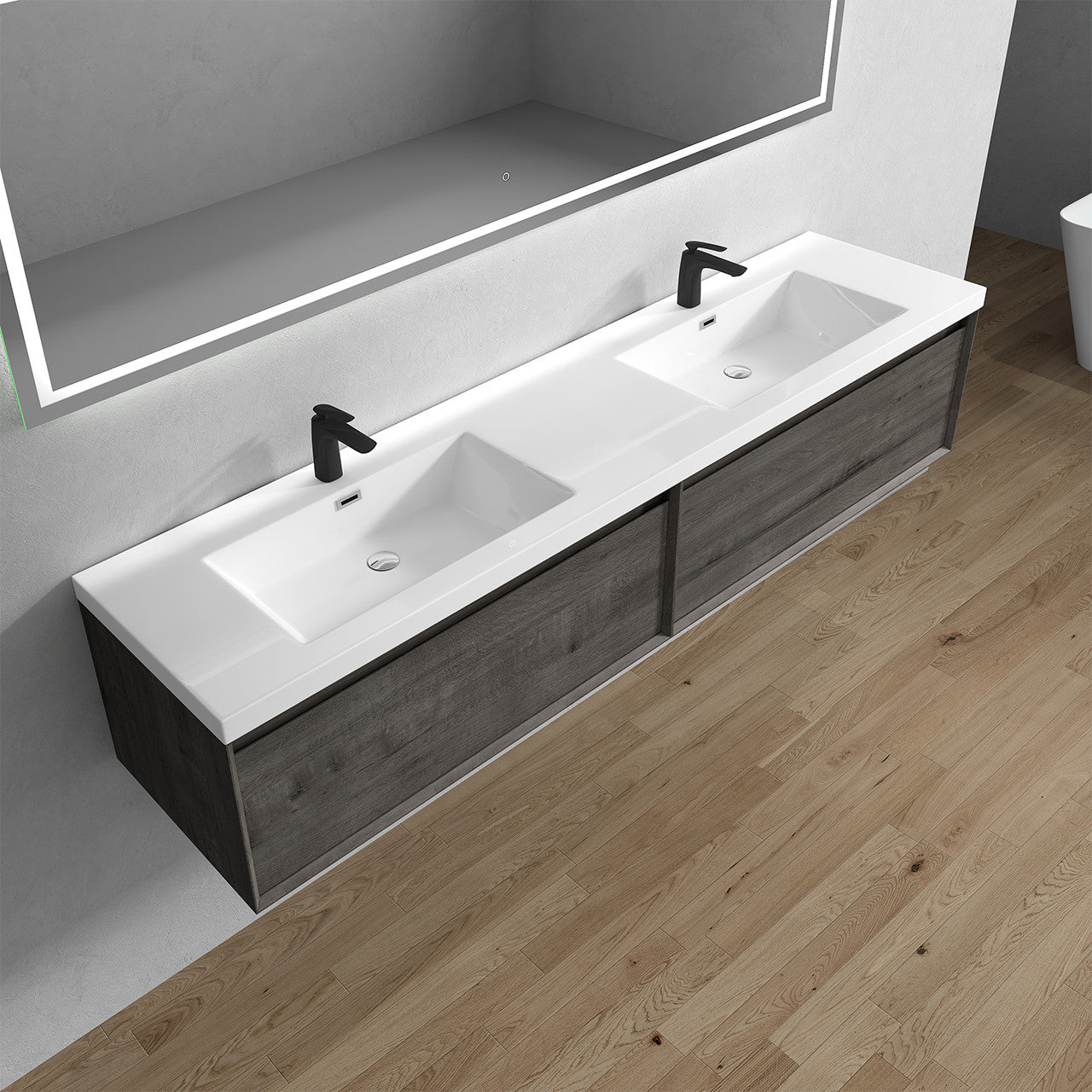 BELLA ''84inch WALL MOUNTED VANITY WITH ACRYLIC TOP
