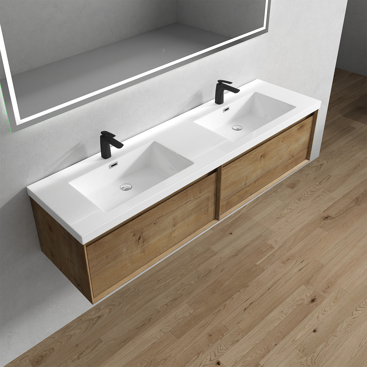 BELLA ''72 inch Double sink WALL MOUNTED VANITY WITH ACRYLIC TOP