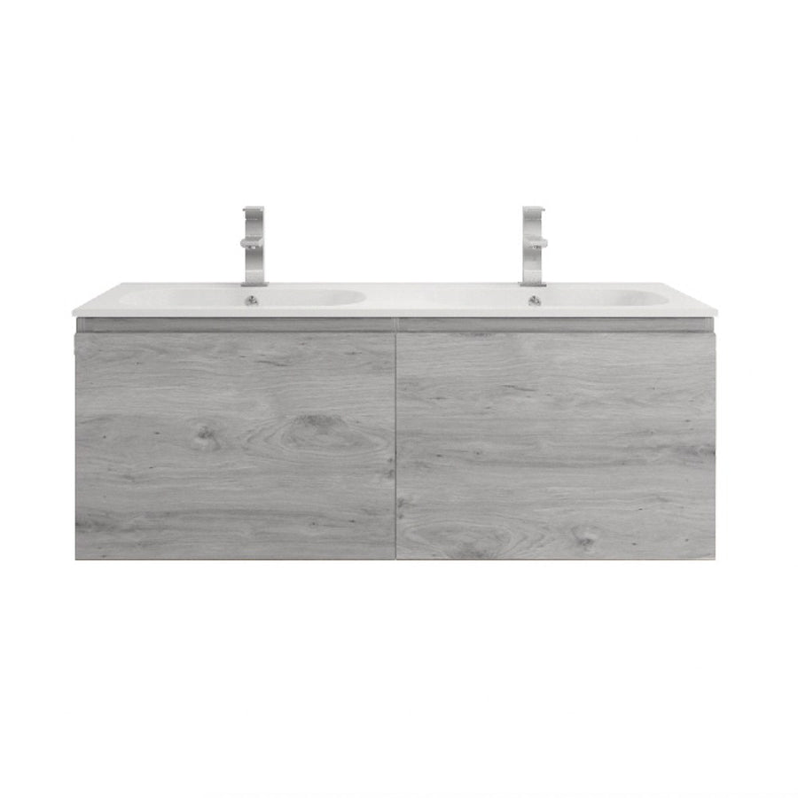 AIPO 48 Inch Double Sink Wall Mounted Vanity with PVC Sink