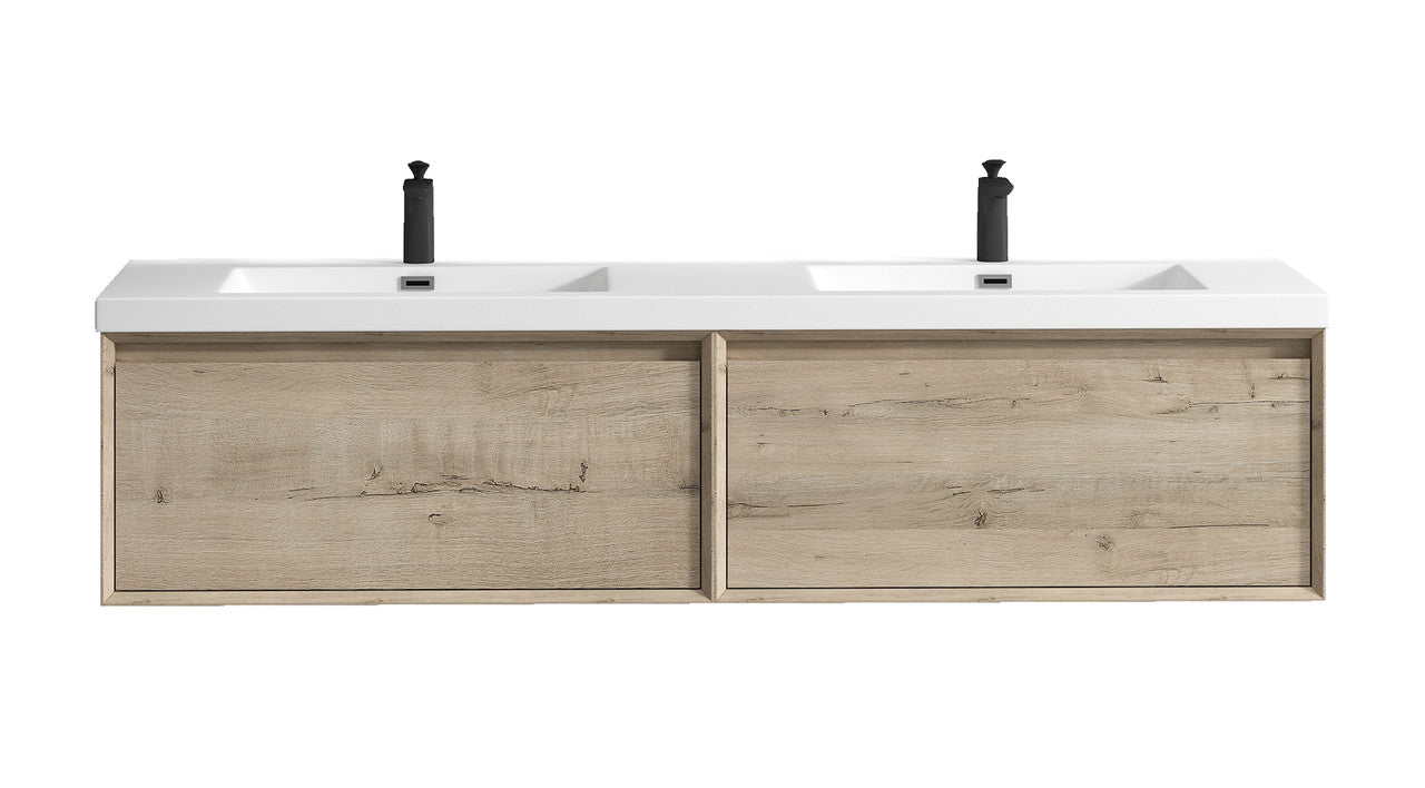 BELLA ''72 inch Double sink WALL MOUNTED VANITY WITH ACRYLIC TOP