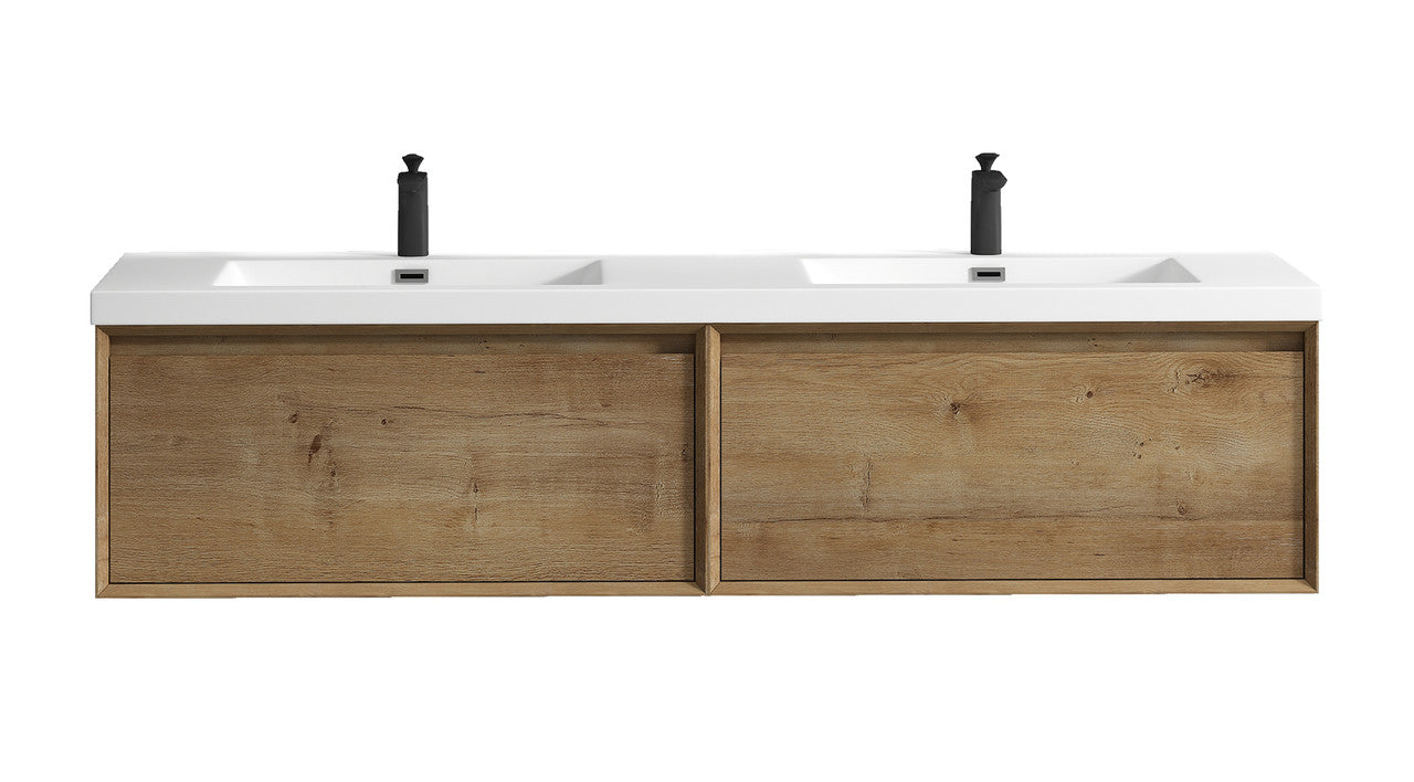 BELLA ''72 inch Double sink WALL MOUNTED VANITY WITH ACRYLIC TOP