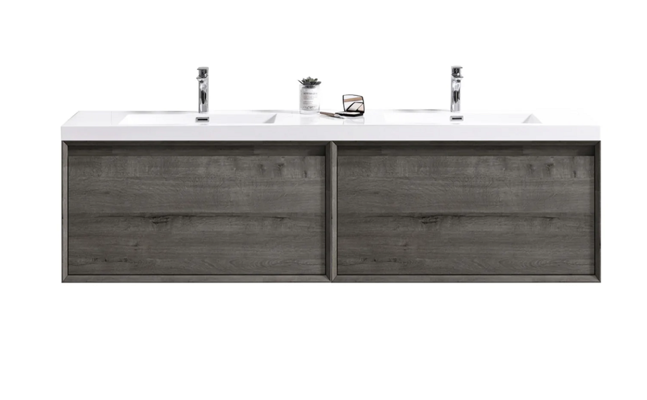 BELLA ''72 inch Double sink WALL MOUNTED VANITY WITH ACRYLIC TOP