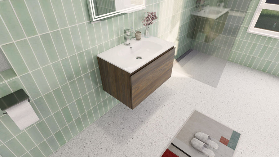 AIPO 30 Inch Wall Mounted Vanity with PVC Sink