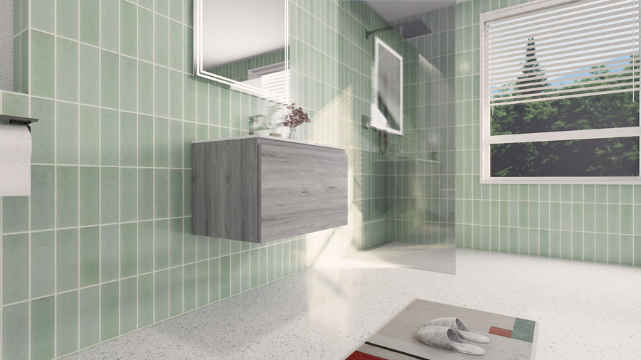 AIPO 30 Inch Wall Mounted Vanity with PVC Sink