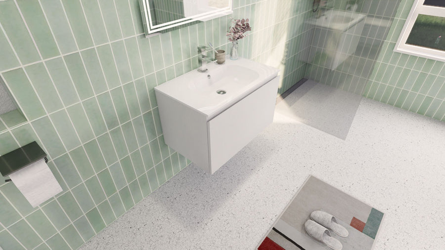 AIPO 30 Inch Wall Mounted Vanity with PVC Sink