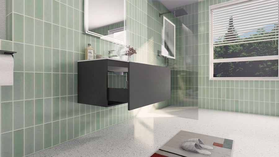 AIPO 36 Inch Wall Mounted Vanity with PVC Sink