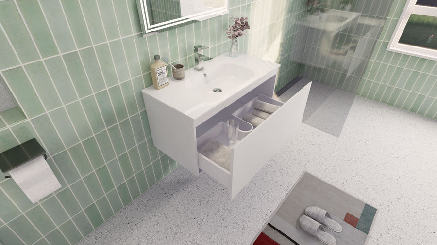 AIPO 36 Inch Wall Mounted Vanity with PVC Sink