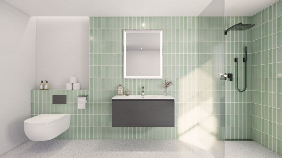 AIPO 48 Inch Wall Mounted Vanity with PVC Sink