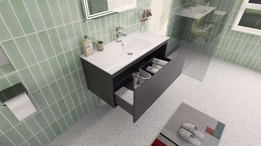 AIPO 40 Inch Wall Mounted Vanity with PVC Sink