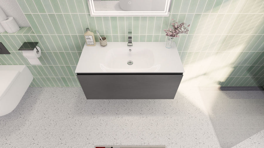 AIPO 48 Inch Wall Mounted Vanity with PVC Sink