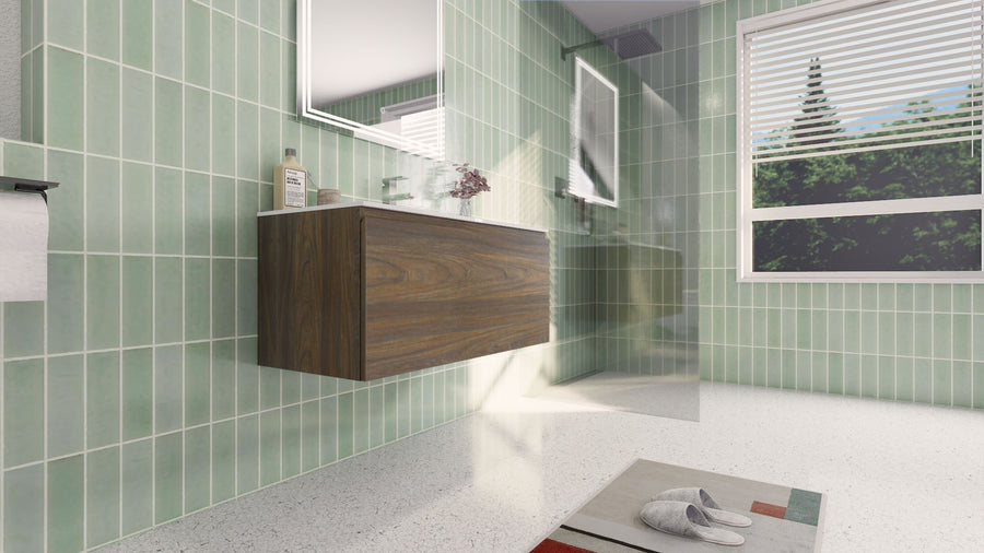 AIPO 40 Inch Wall Mounted Vanity with PVC Sink
