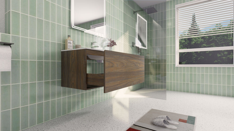 AIPO 48 Inch Wall Mounted Vanity with PVC Sink