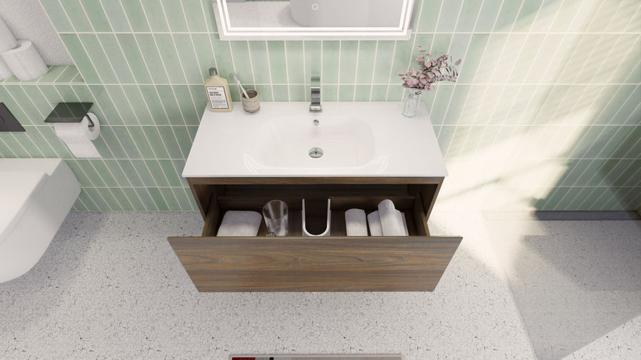 AIPO 40 Inch Wall Mounted Vanity with PVC Sink