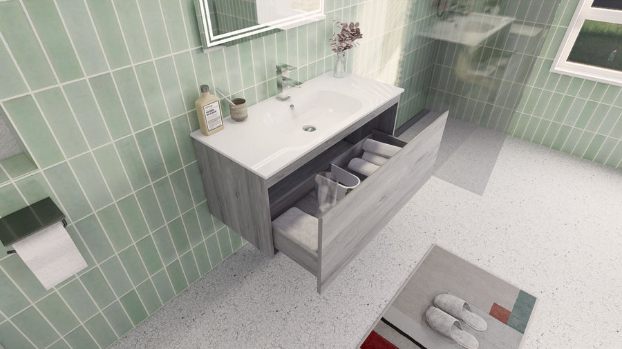 AIPO 40 Inch Wall Mounted Vanity with PVC Sink
