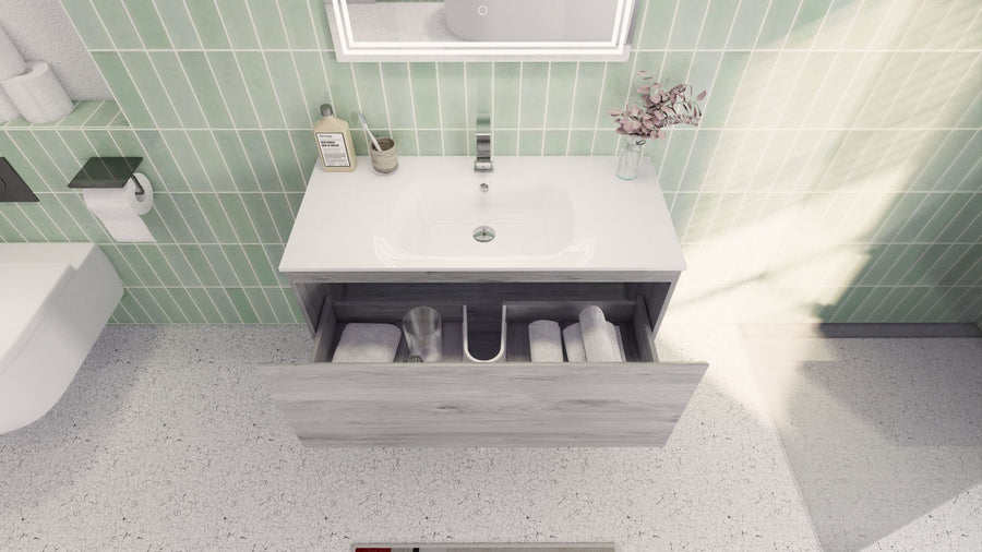 AIPO 48 Inch Wall Mounted Vanity with PVC Sink