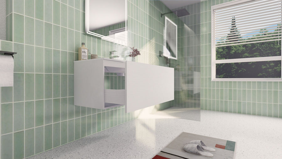 AIPO 48 Inch Wall Mounted Vanity with PVC Sink