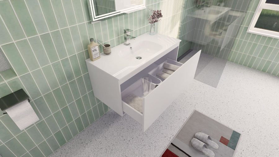 AIPO 48 Inch Wall Mounted Vanity with PVC Sink