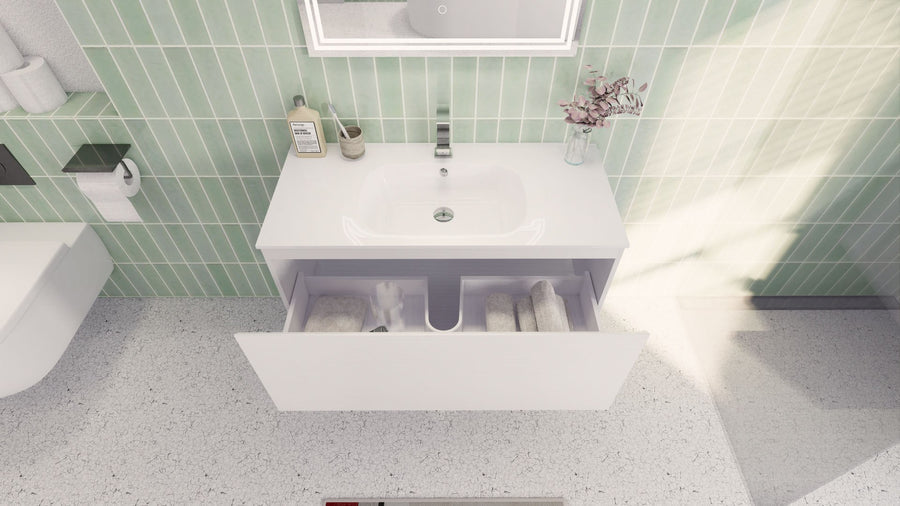 AIPO 40 Inch Wall Mounted Vanity with PVC Sink