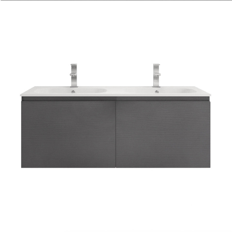 AIPO 48 Inch Double Sink Wall Mounted Vanity with PVC Sink