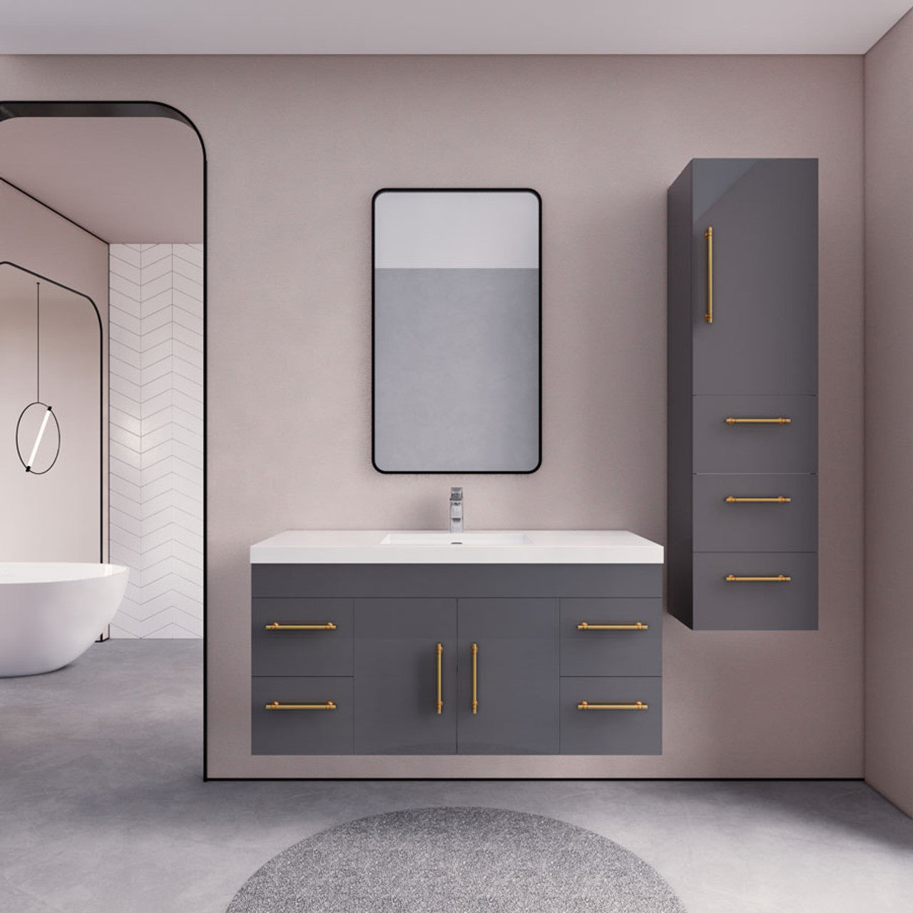 ELSA 48" WALL MOUNTED BATH VANITY WITH REINFORCED ACRYLIC SINK