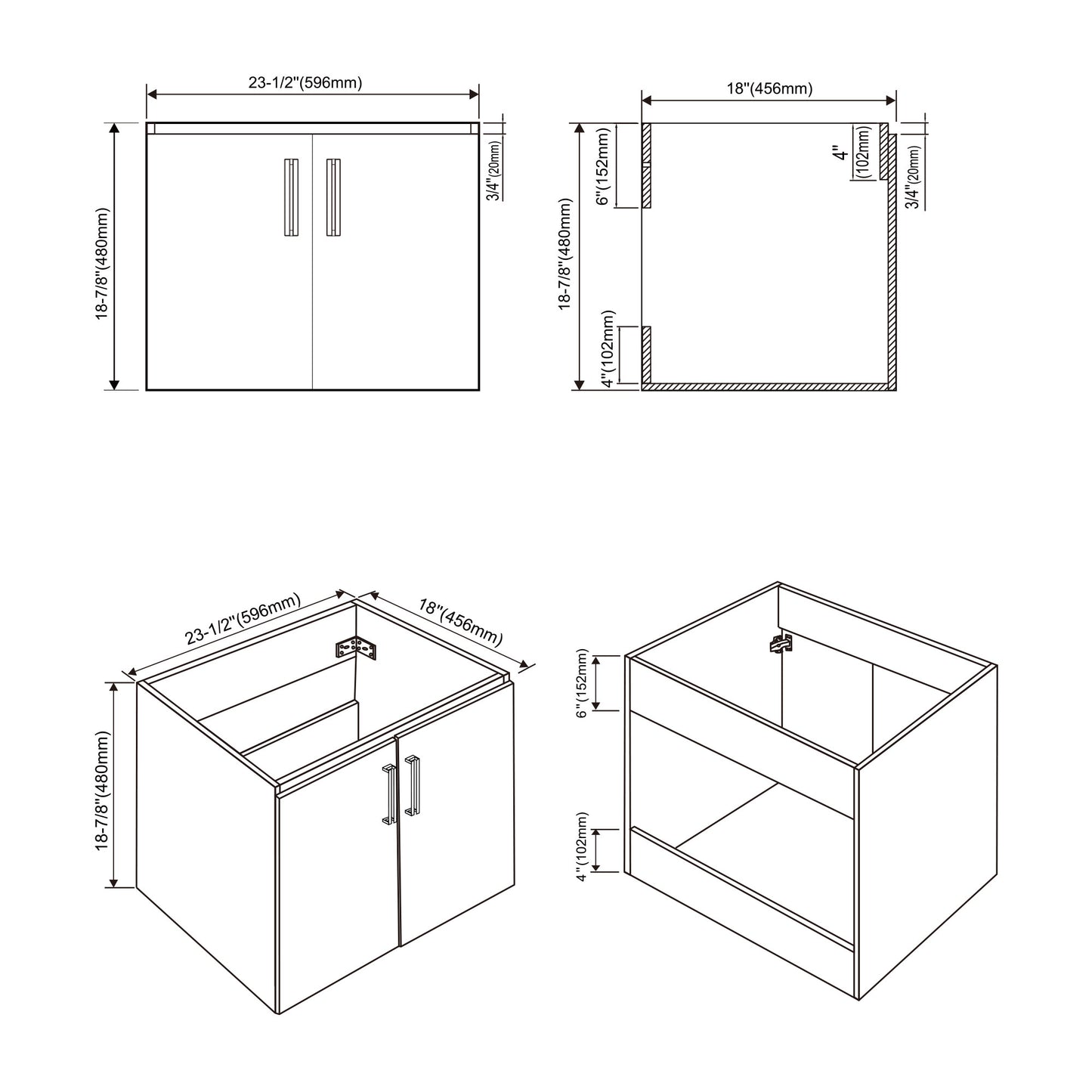 D047 Series–24 Inch Vanity with two door