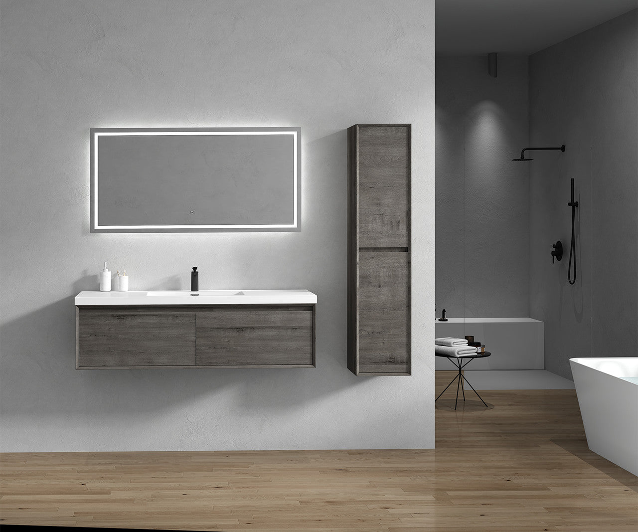 BELLA ''60 Single inch WALL MOUNTED VANITY WITH ACRYLIC TOP