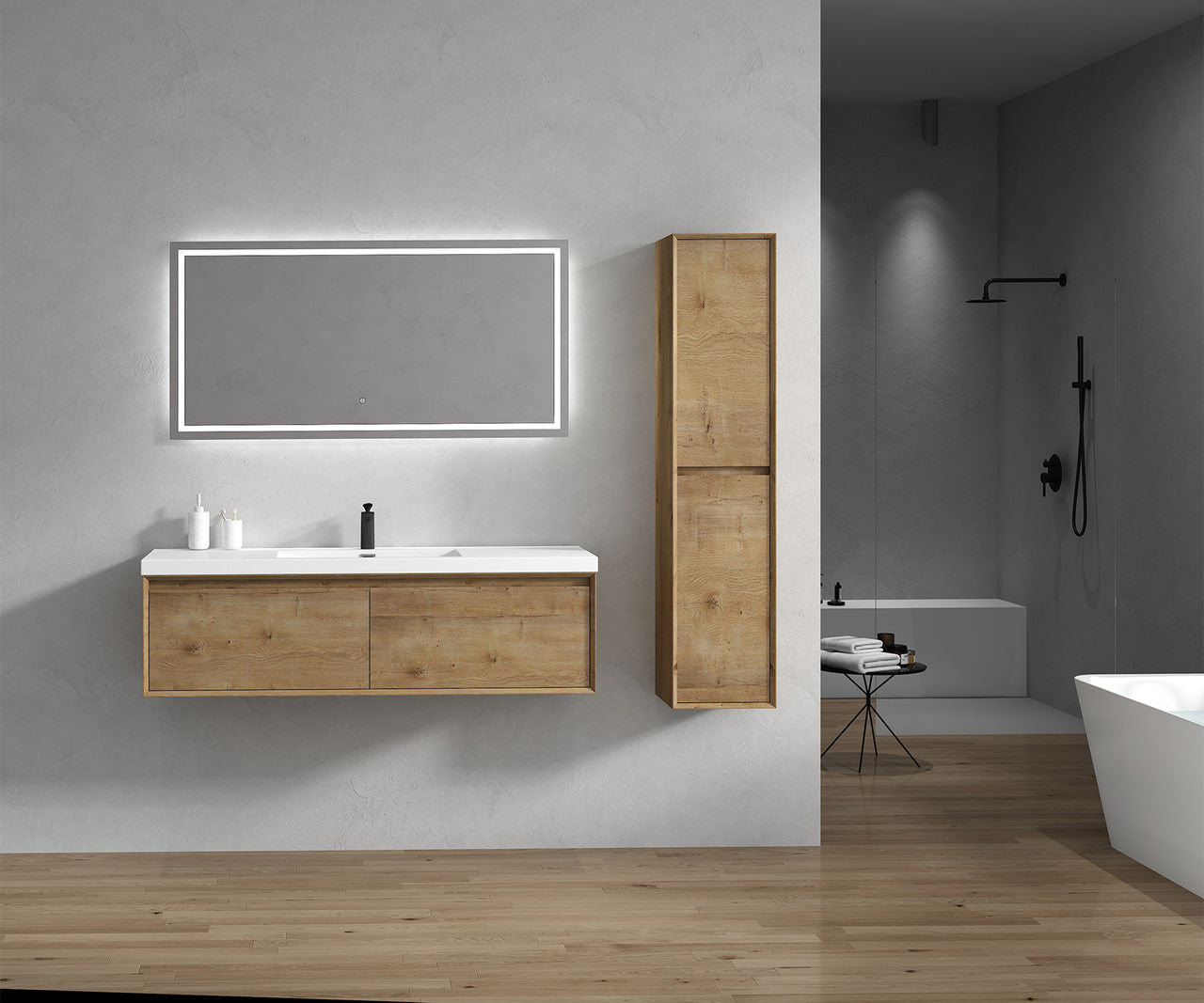 BELLA ''60 Single inch WALL MOUNTED VANITY WITH ACRYLIC TOP