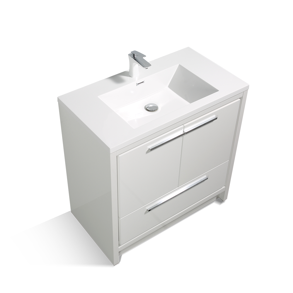 Dolly-Freestanding Bathroom Vanity with Faux Marble Integrated Top&Sink
