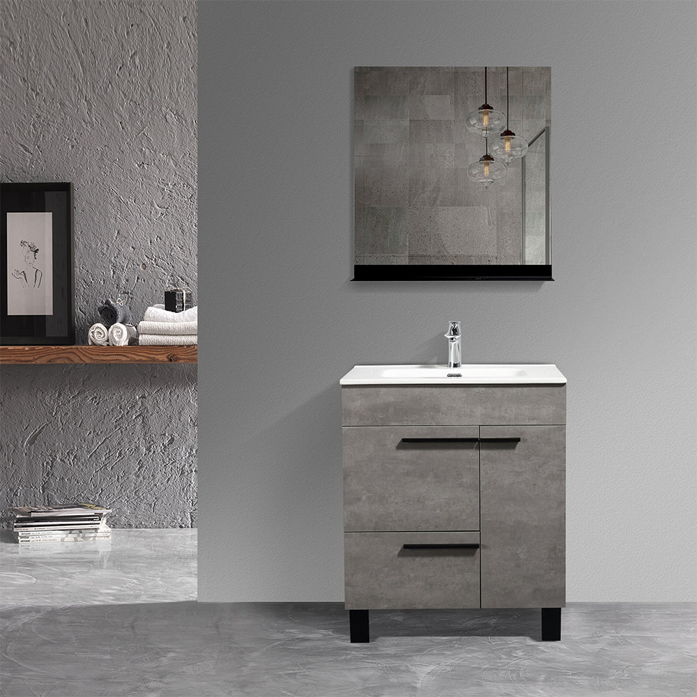 Gary-Freestanding Bathroom Vanity with Faux Marble Integrated Top&Sink