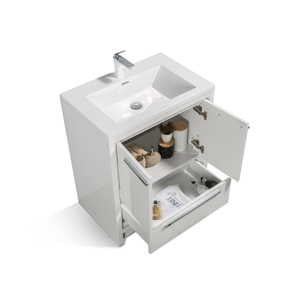 Dolly-Freestanding Bathroom Vanity with Faux Marble Integrated Top&Sink