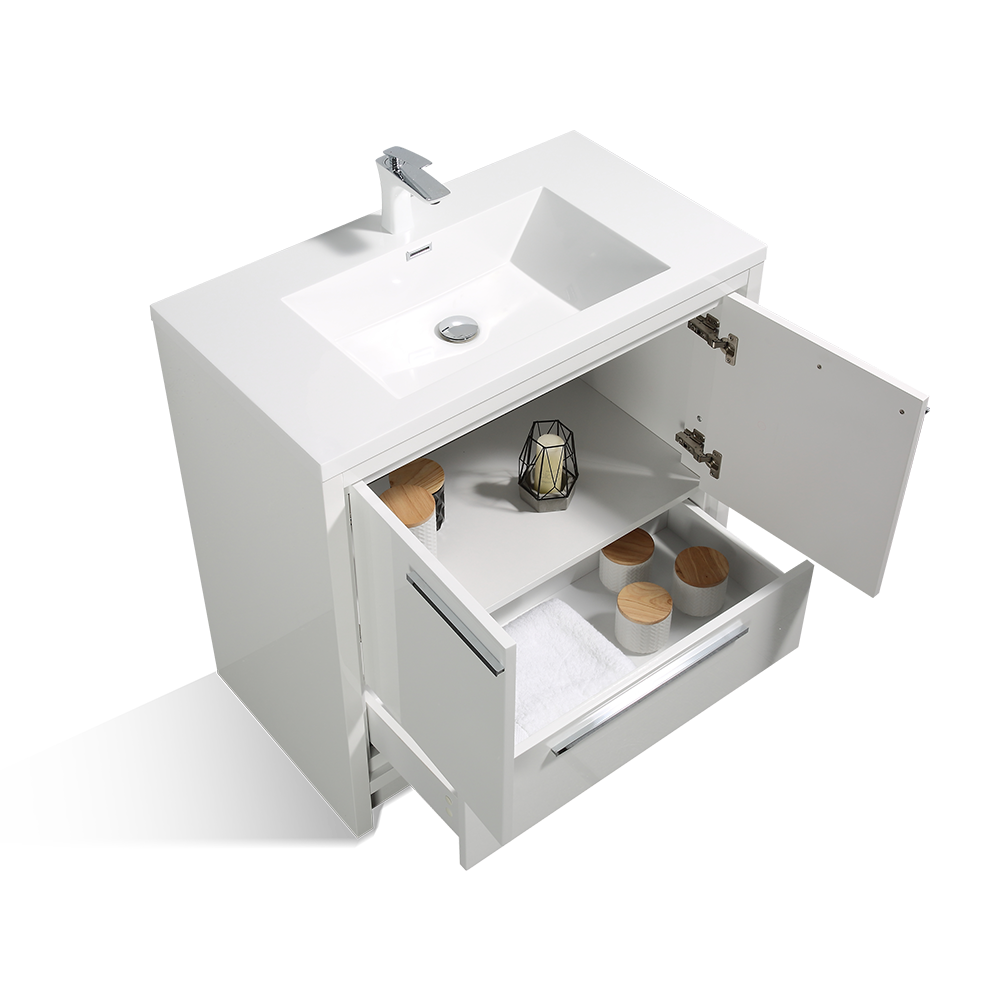 Dolly-Freestanding Bathroom Vanity with Faux Marble Integrated Top&Sink