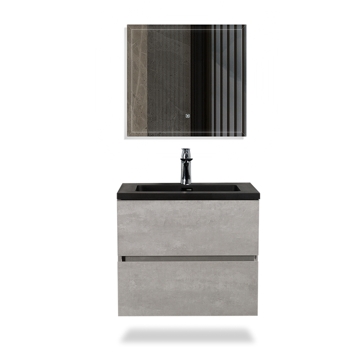Ada-Wall Mounted Bathroom Vanity with Black Quartz Integrated Top and Sink