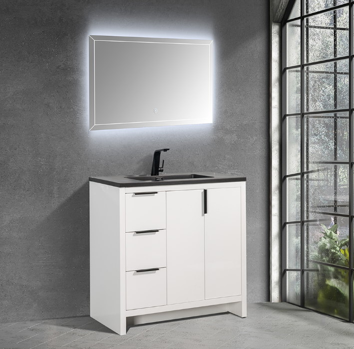 Evana-Freestanding Bathroom Vanity with Faux Marble Integrated Top&Sink