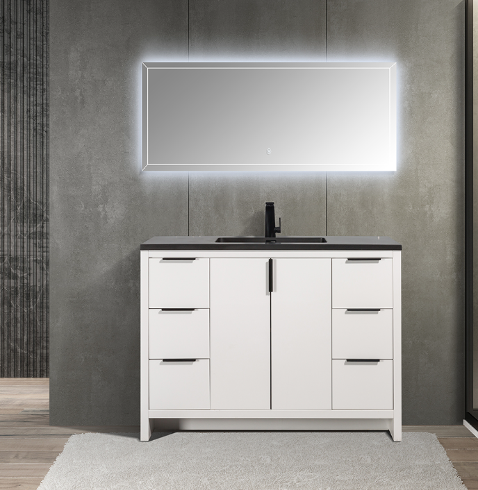 Evana-Freestanding Bathroom Vanity with Faux Marble Integrated Top&Sink