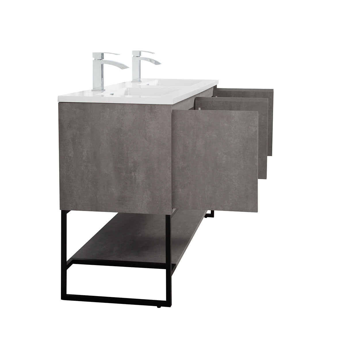 Allen V9006 60inch Cement Grey Double Sink Vanity & resin Sink