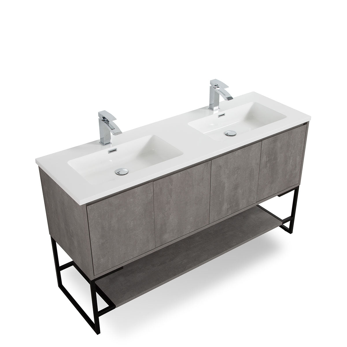 Allen V9006 60inch Cement Grey Double Sink Vanity & resin Sink