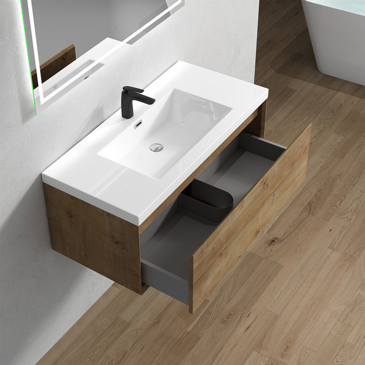 BELLA ''42 inch WALL MOUNTED VANITY WITH ACRYLIC TOP