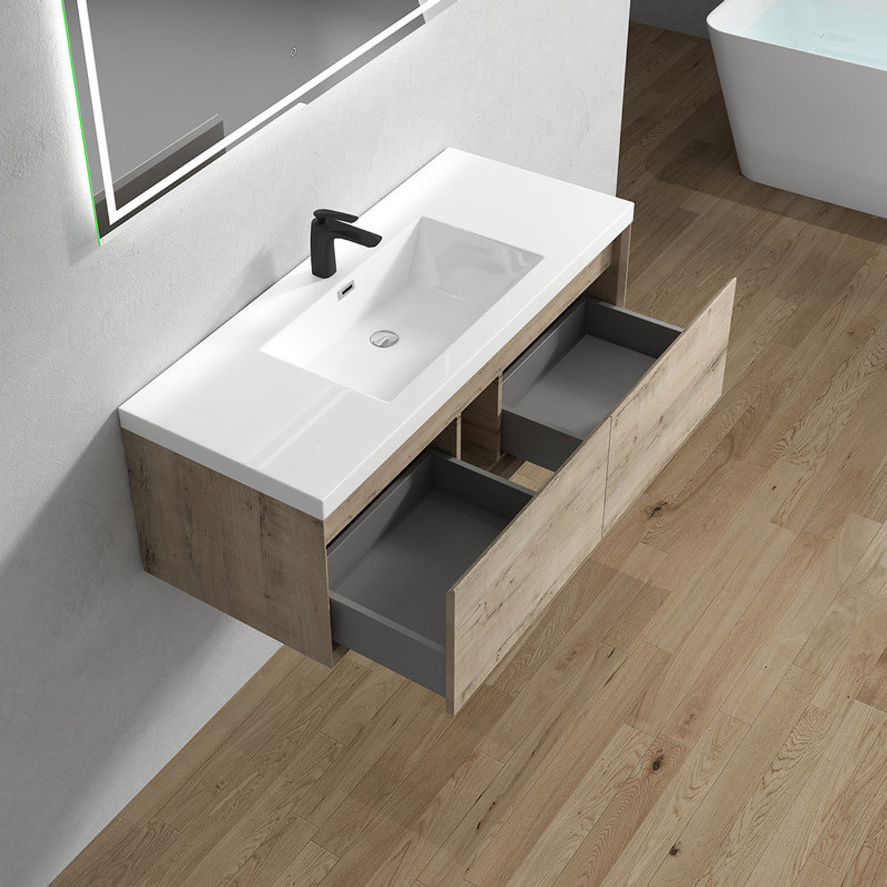 BELLA ''48 inch WALL MOUNTED VANITY WITH ACRYLIC TOP