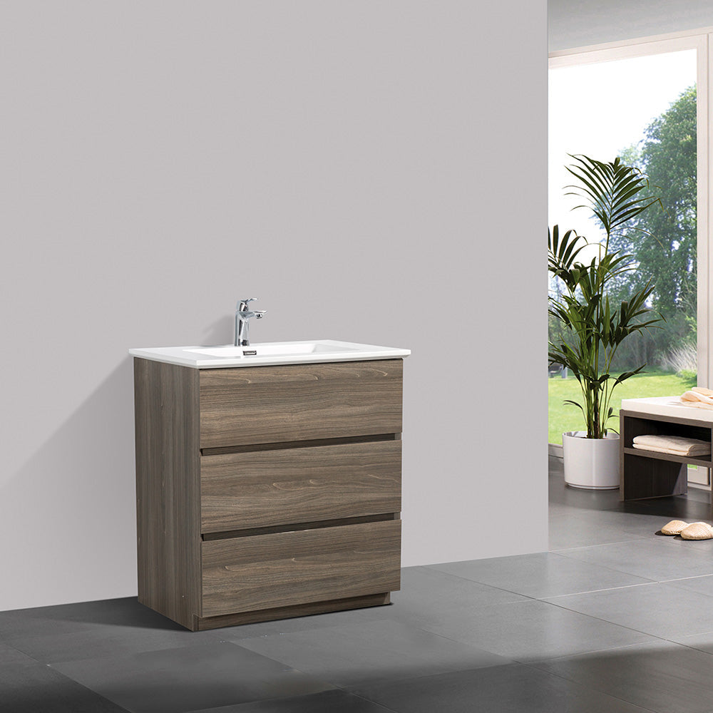 Freda-Freestanding Bathroom Vanity with Artificial Stone Integrated Top&Sink