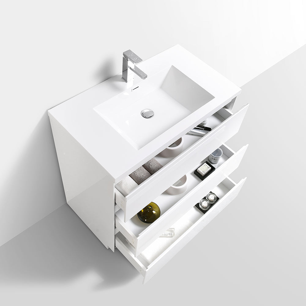Freda-Freestanding Bathroom Vanity with Artificial Stone Integrated Top&Sink