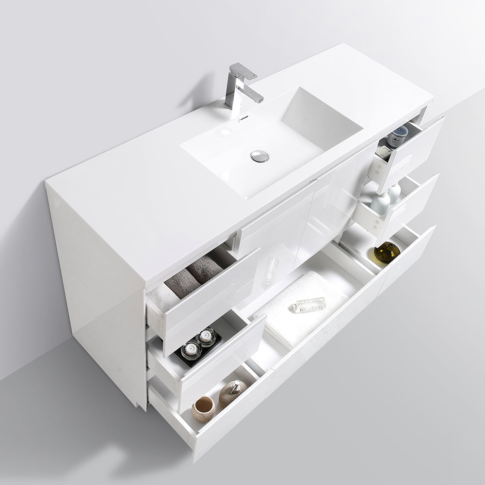 Freda-Freestanding Bathroom Vanity with Artificial Stone Integrated Top&Sink