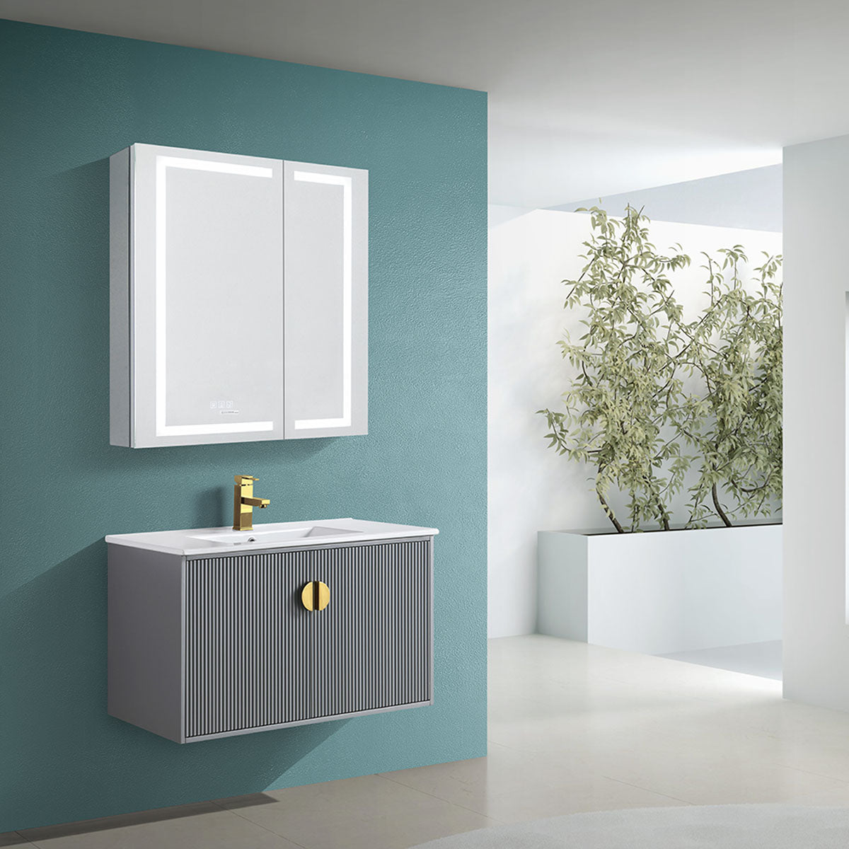 "Daniel9012" Vanity & ceramic sink Matte Grey 24inch to 36inch