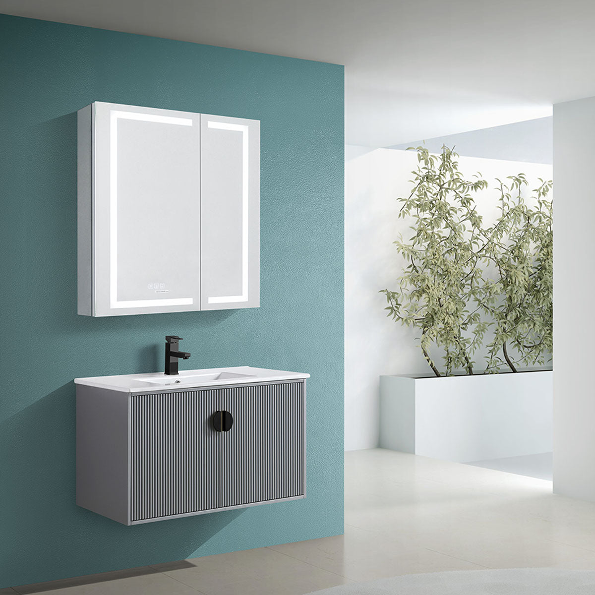 "Daniel9012" Vanity & ceramic sink Matte Grey 24inch to 36inch