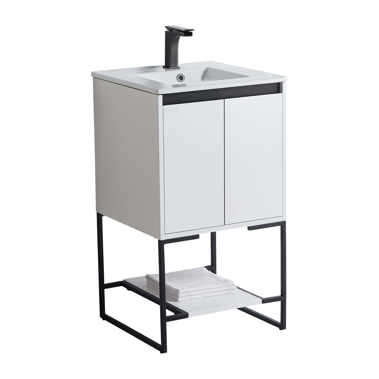 Allen-Freestanding Matte White Bathroom Vanity with Integrated Top and Sink