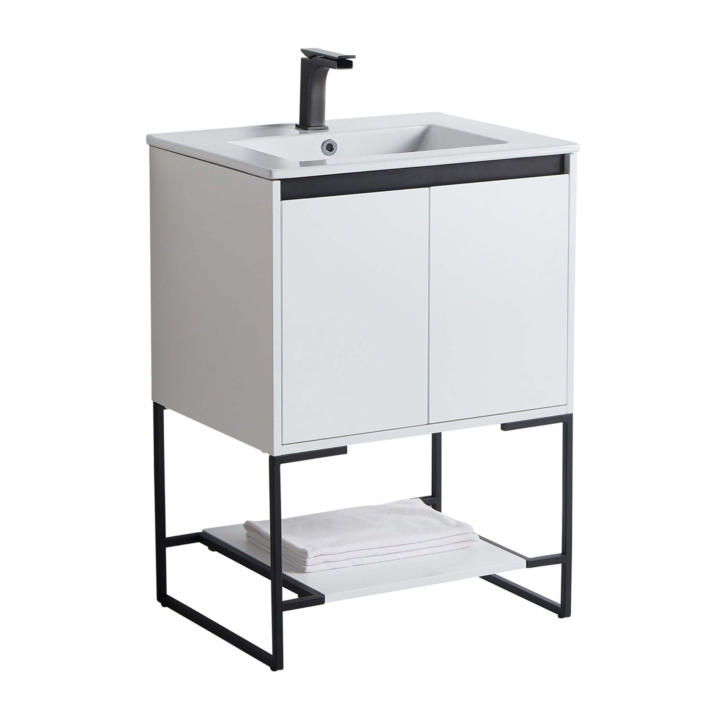 Allen-Freestanding Matte White Bathroom Vanity with Integrated Top and Sink