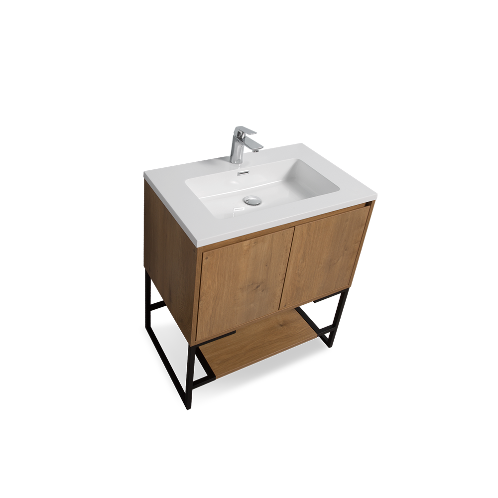 Allen-Freestanding Bathroom Vanity with Integrated Top and Sink