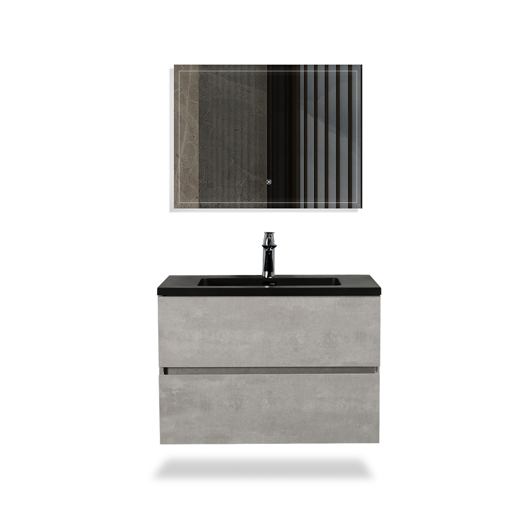 Ada-Wall Mounted Bathroom Vanity with Black Quartz Integrated Top and Sink